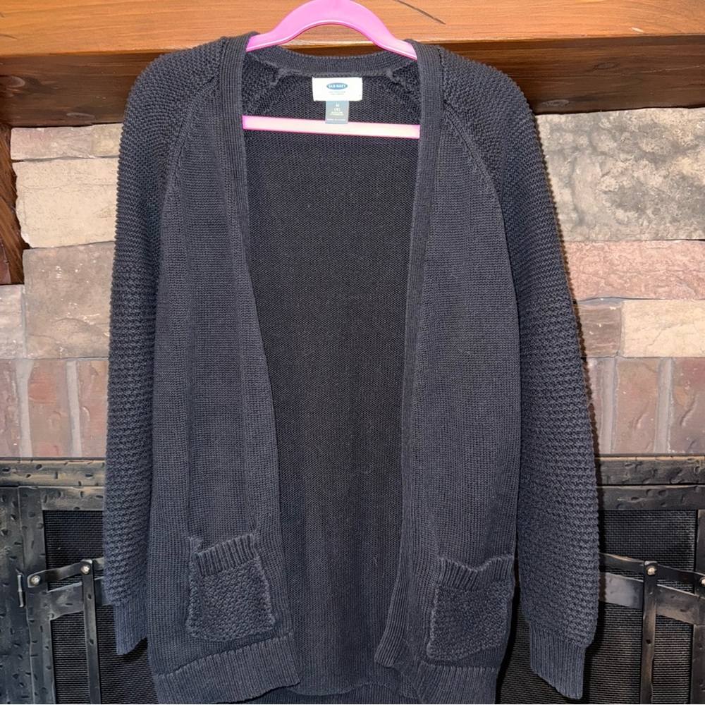Cozy Black Open-Front Sweater